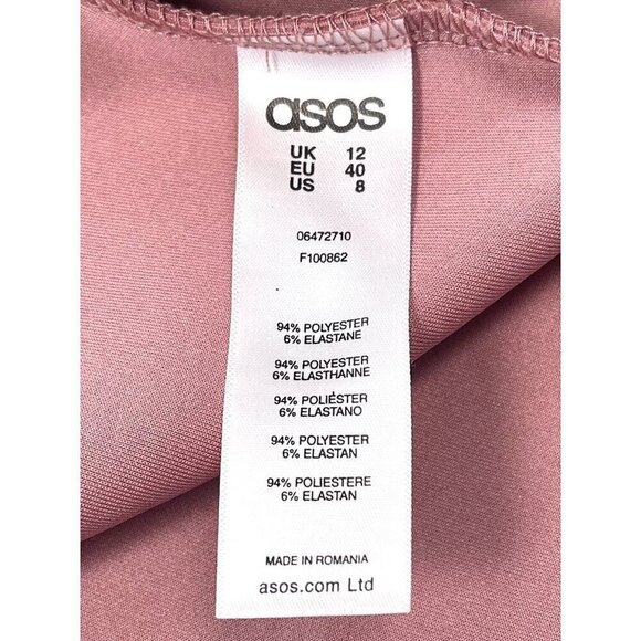 ASOS Womens SIZE 8 Blush Rose Pink Scuba Pleated Full Midi SKIRT Bow on Back EUC - Picture 6 of 7